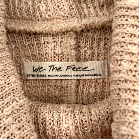 FREE PEOPLE Tommy Turtleneck Sweater Womens XS Peach Long Sleeve Nubby Knit NEW - Picture 12 of 16
